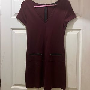 NWOT. Sanctuary Maroon Dress with black zippers in the front and back